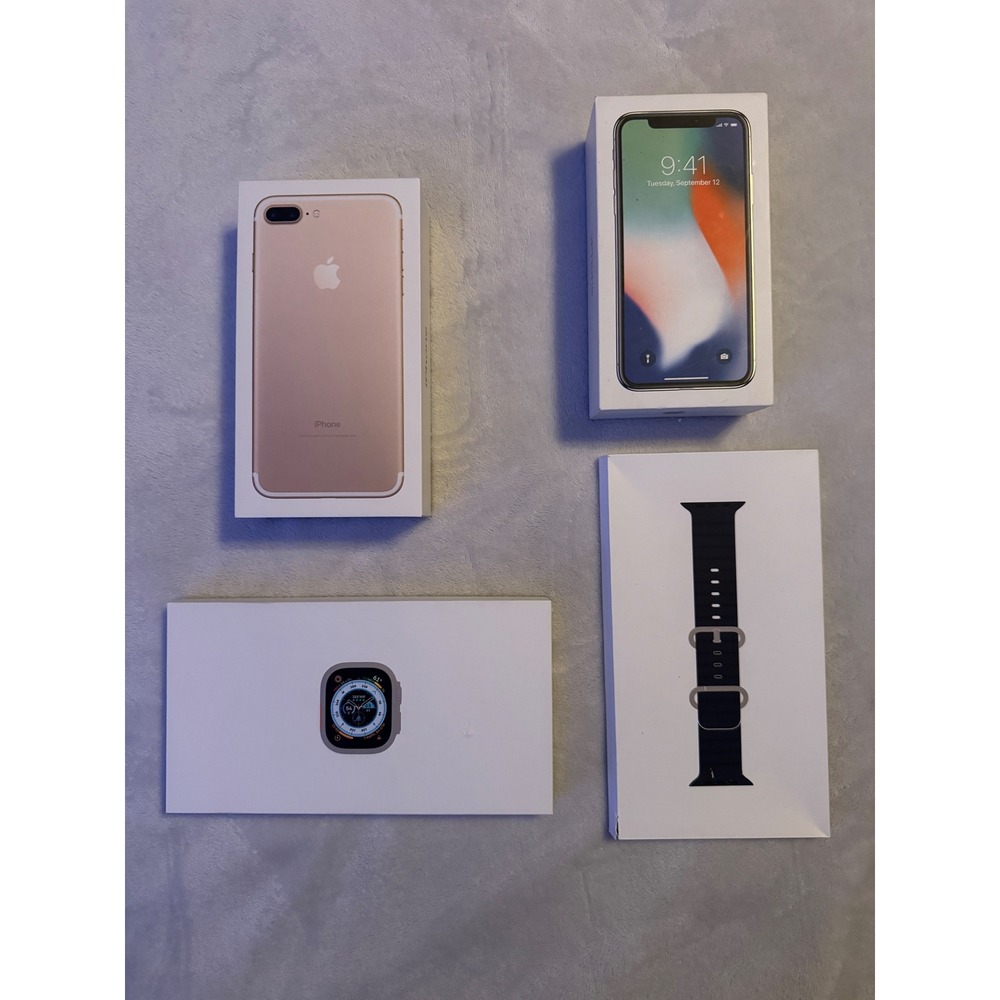 Apple Empty Box Lot iPhone 7 Plus Gold iPhone X Silver Apple Watch Ultra Band